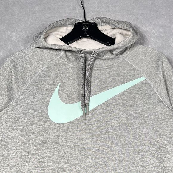 Nike Gray Green Hooded Sweatshirt Athletic Hooded Pockets Drawstring Size: M - Picture 2 of 15